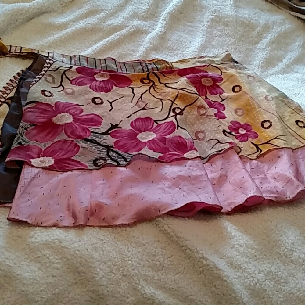 Reversible silk wrap skirt